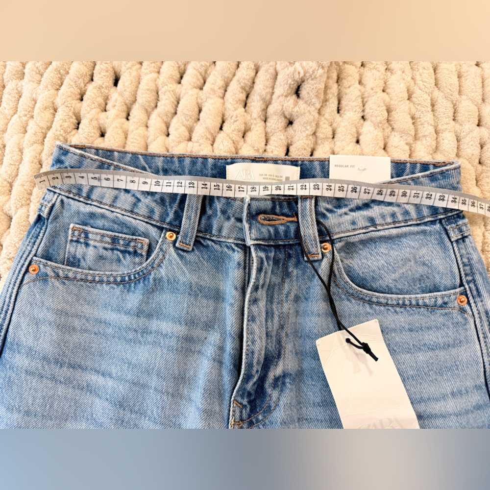 ZARA High-Waist Regular Fit Blue – Size 2 (EU 34) - Picture 11 of 13